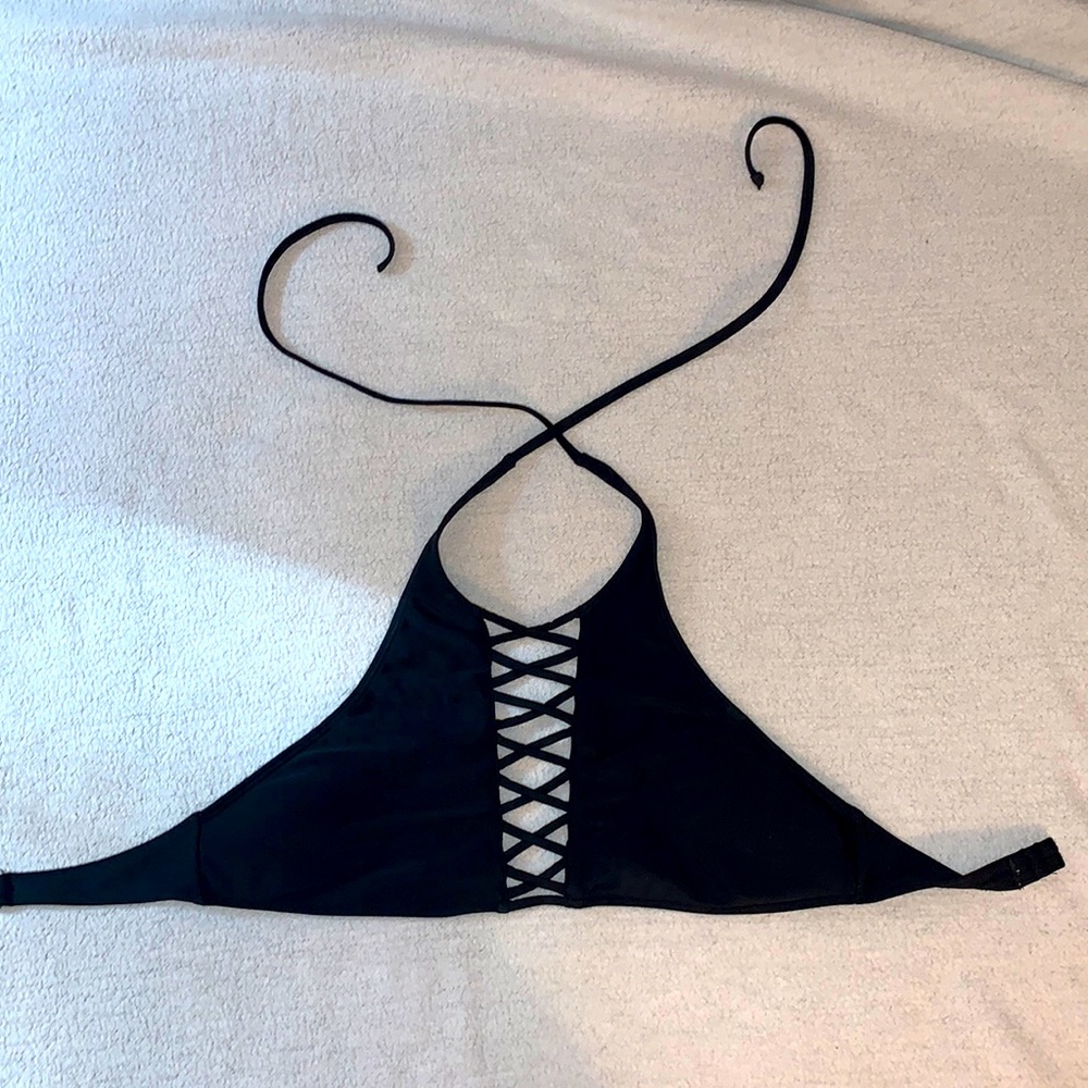 Black halter style bikini top